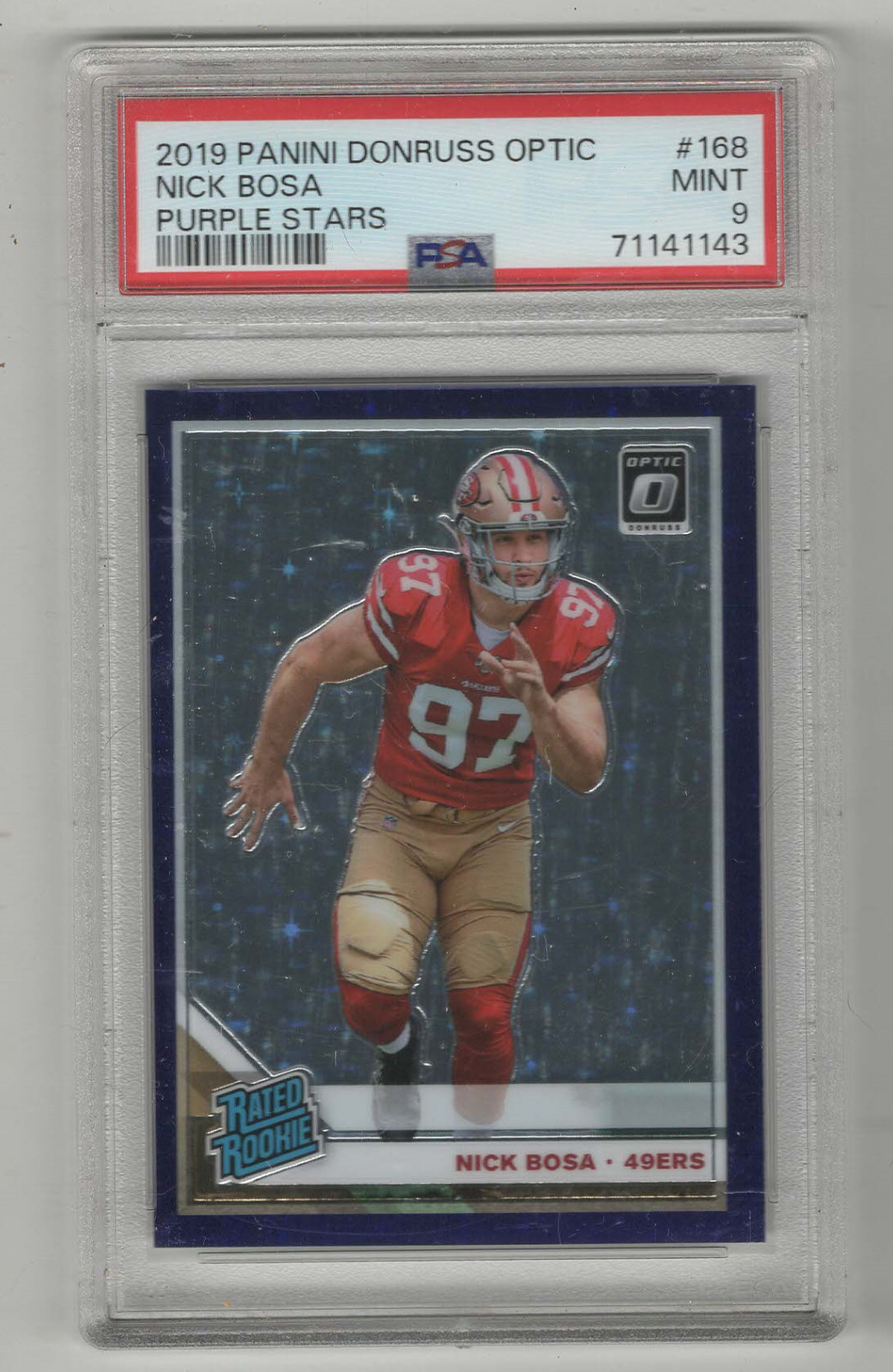 NICK BOSA 2019 PANINI OPTIC PURPLE STARS PRIZM #/25 #168 PSA 9