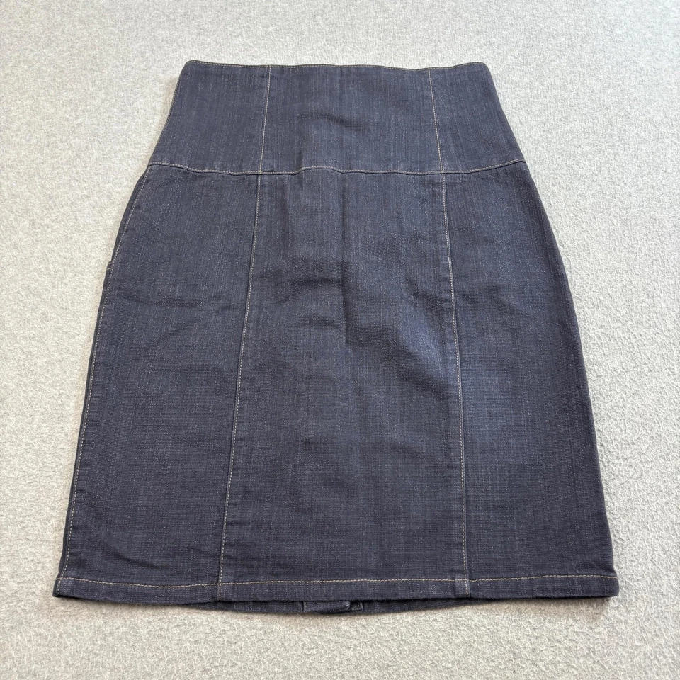 Falda vaquera Era of Chaos para mujer 28 cintura alta botones bolsillos delanteros Y2K Rockabill Foto 2 de 4