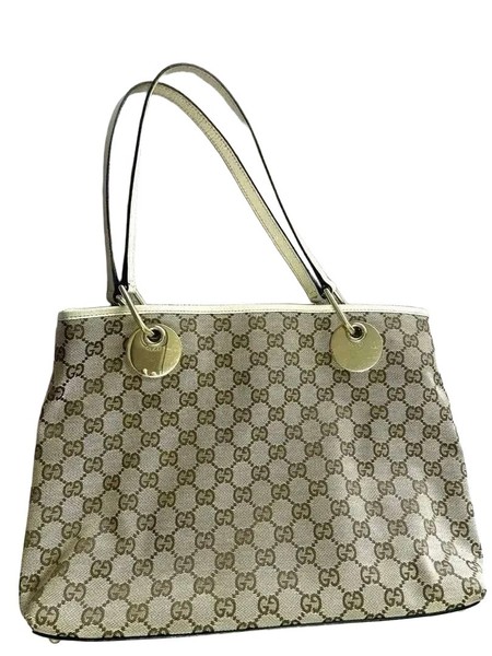 GUCCI Beige Leather Tote Bag Authentic Women's Luxury Handbag