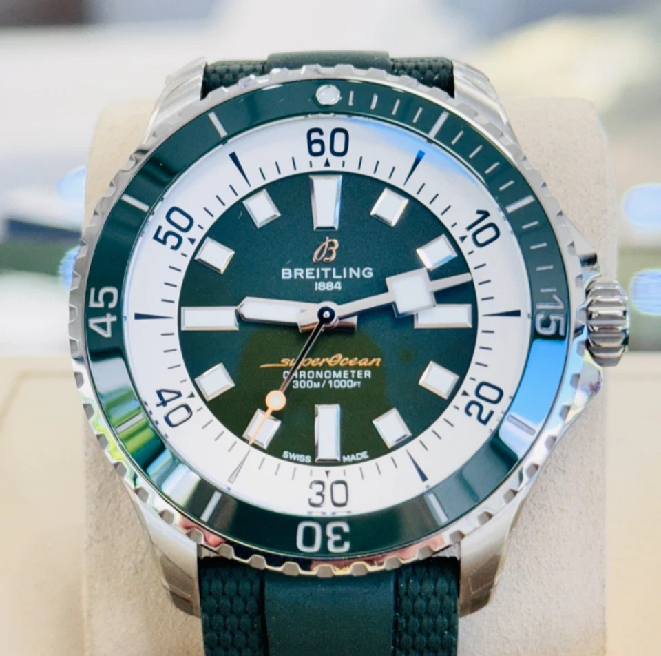 BREITLING Superocean Automatic 42 green A17376A31L1S1  NEU FULL SET - Bild 1 von 1