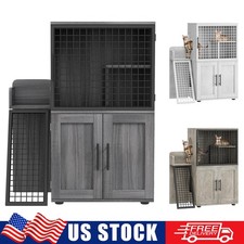 2 in 1 Cat Litter Box Enclosure Cat Condo Hidden Cat Washroom Furniture Cabinet