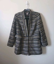 Chico's Metallic Tweed Blazer Womens Size 1 Black Gold One Button Jacket NWOT