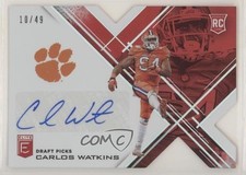 2017 Panini Elite Draft Picks Status Red Die-Cut 10/49 Carlos Watkins Auto pm6
