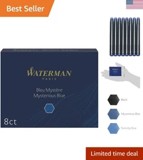 Luxury Mysterious Blue Fountain Pen Ink Cartridges - 8 Count for Vibrant Writing