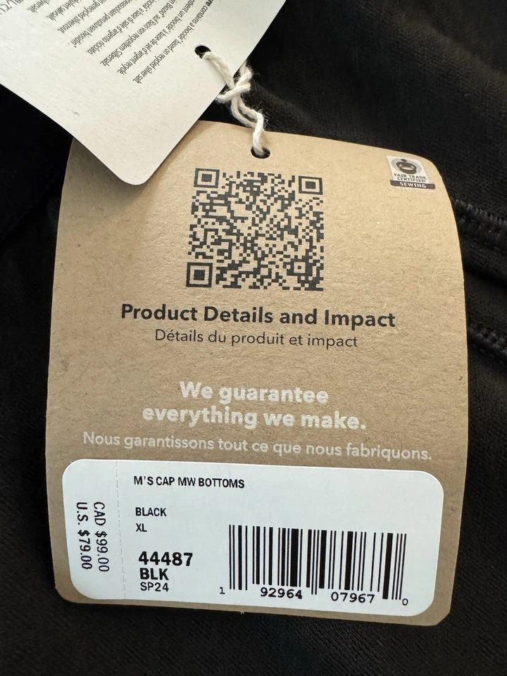 Boné baselayer Patagonia Capilene peso médio MW parte inferior masculina GG Calça preta 44485 - Imagem 3 de 4