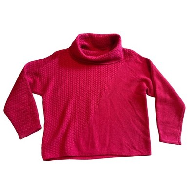 KENAR Turtleneck Sweater Wool Angora Rabbit Hair Red Holiday Cozy Women Size L