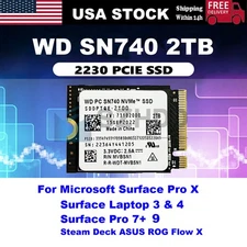 WD 2TB M.2 2230 SSD NVMe PCIe4x4 PC SN740 For Steam Deck ASUS ROG Dell Laptop