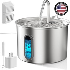 Stainless Steel Cat Water Fountain Pet Drinking Fountain Dispenser for Cats NEW