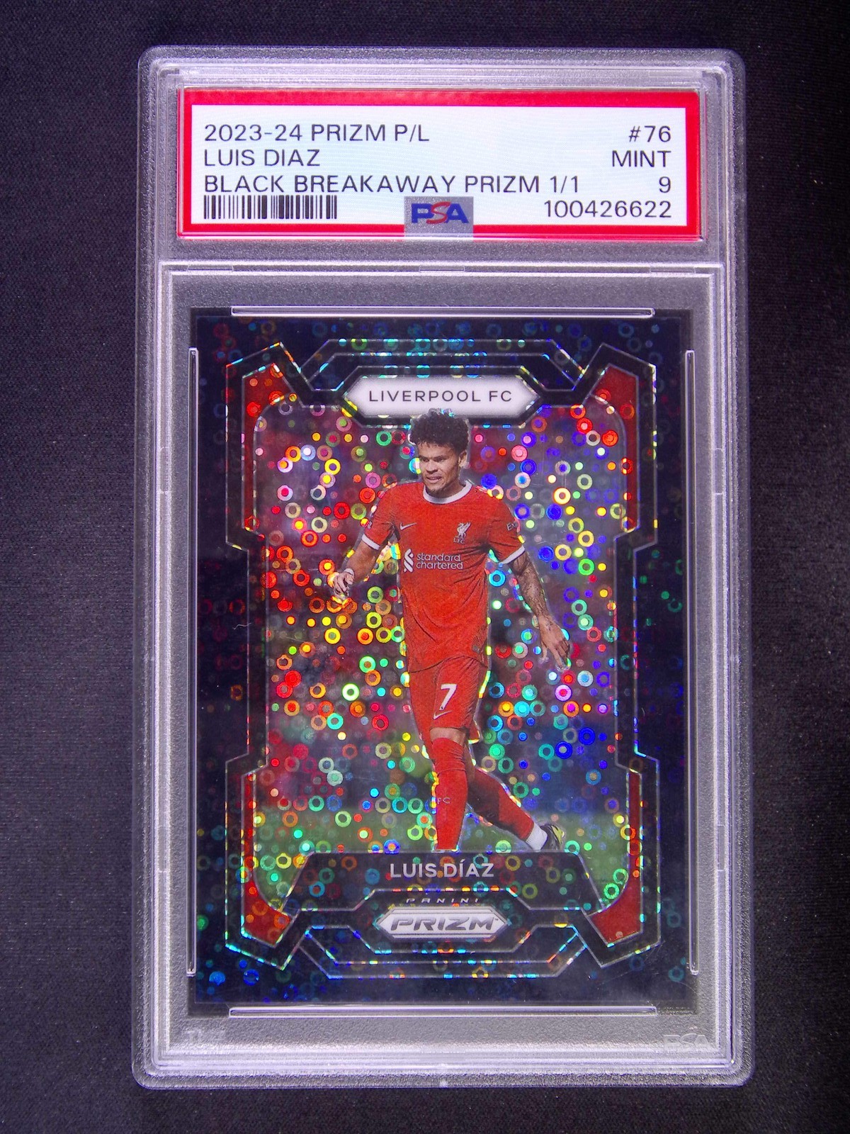 1/1 2023-24 Panini Prizm Premier League Luis Diaz #76 Black Breakaway PSA 9 view 1