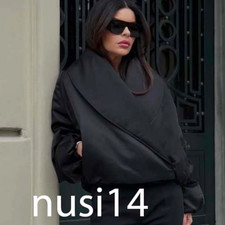 ZARA WOMAN SS/26 ZW COLL PADDED BOMBER JACKET BLACK WRAP S,M,L 3548/054/800