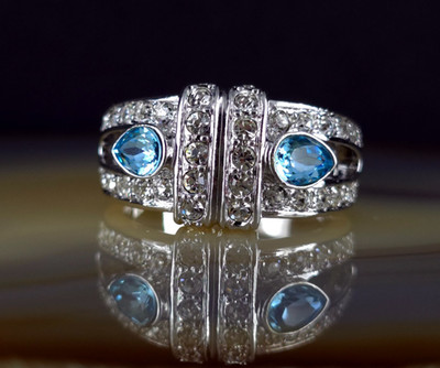Ring blau Zirkonia funkelnd 21,0 mm - elegant & festlich funkelnd