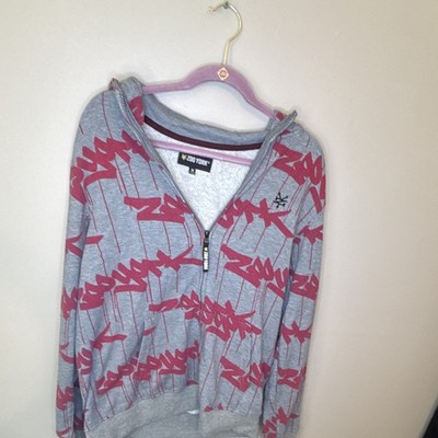 Zoo York Hoodie Adult Medium Gray Red Graffiti Logo Full Zip Skate Streetwear