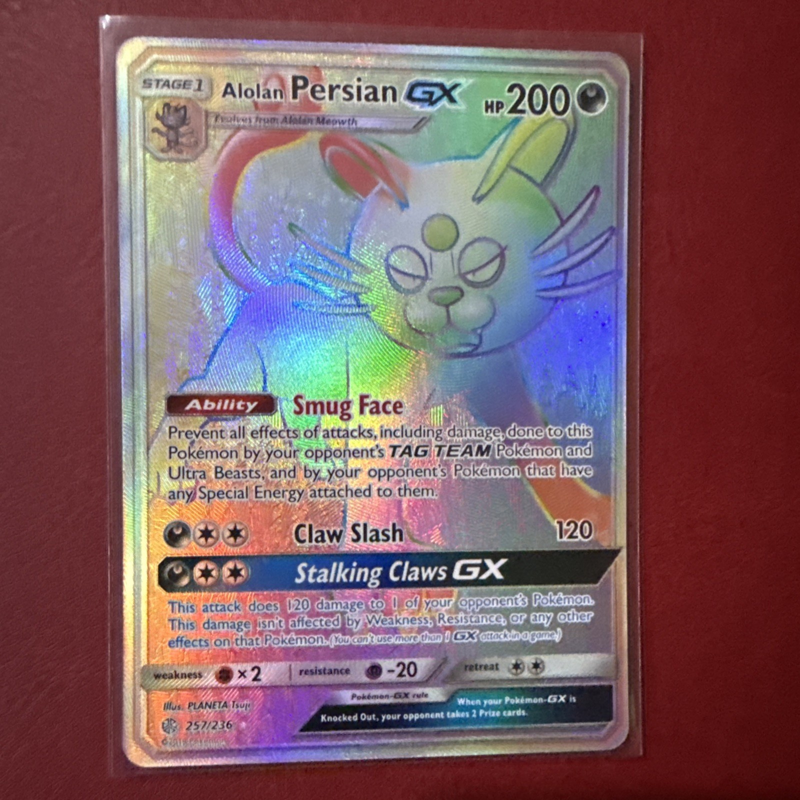 Alolan Persian GX (Secret) Secret Rare SM - Cosmic Eclipse 257/236 NM