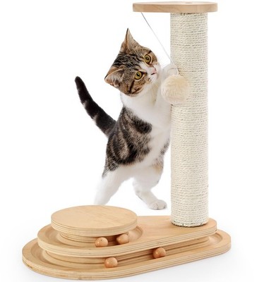 Made4Pets Cat Scratching Post Scratcher Kitten Toys for 17.7''H, Beige