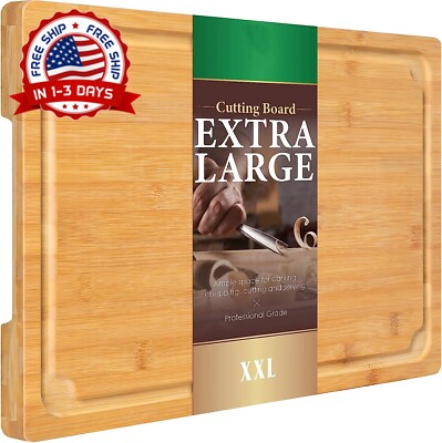 Tabla de cortar grande 2X, tabla de cortar de bambú de 20'' Bambú Robustez NEW US