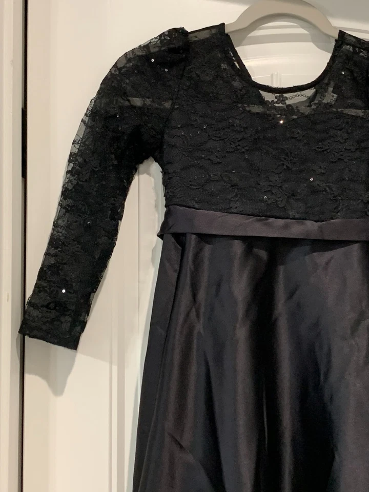 Vestido Grace Karin Negro Lentejuelas Niñas 7Y Falda Satinada Ocasión Especial Lazo Nuevo sin Etiquetas Foto 4 de 4