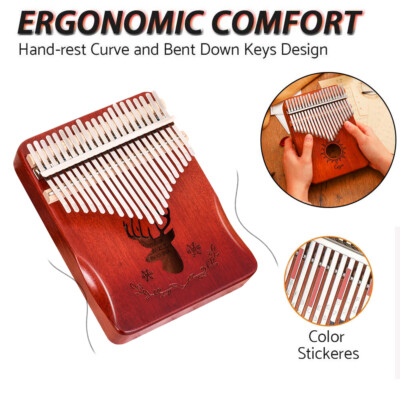 21 Tasten Kalimba Daumenklavier Mahagoni Holz Thumb Piano für Kinder Erwachsene！