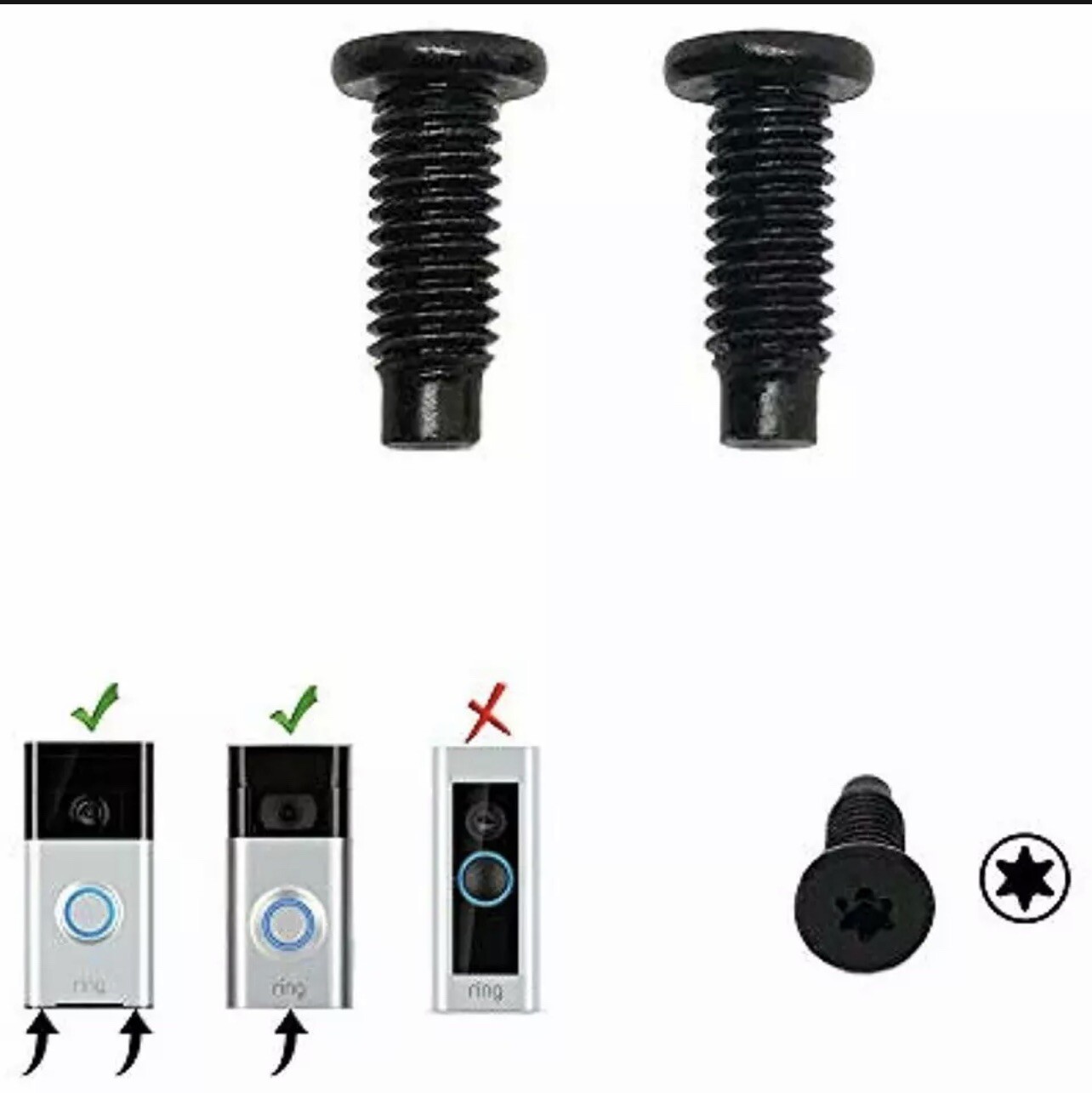 Ring Doorbell Replacement Security Screws T6  (2 Pack) Kits Chimes & Bells Tools-image