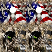 Cornhole Board Wrap Vinyl Camo Decals Buck Skull American Flag Grim Reaper 2pack