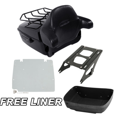 King Pack Trunk Backrest Plate Mount Rack Fits For Harley Tour Pak Touring 14-24