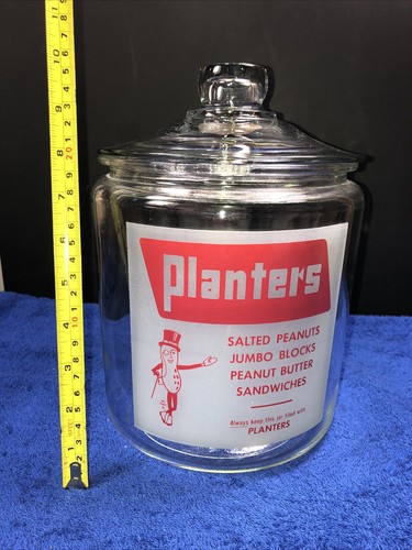 Tarro mostrador de publicidad vintage Planters Mr. Peanut tienda original con tapa - Imagen 5 de 7