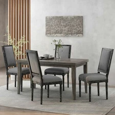 Amy French Country Wood Upholstered Dining Chair, Set of 4