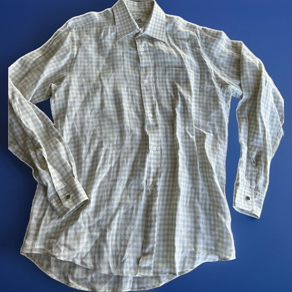 HERMES Linen S/S Shirts MADE IN FRANCE