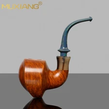 MUXIANG Briar Wooden Freehand Pipe Vulcanite Stem Smooth Tobacco Pipe Gift Box