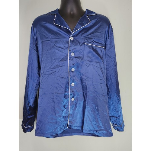 Yimanie Mens Pajama Top Long Sleeve Button Down Sleep Shirt Loungewear Large