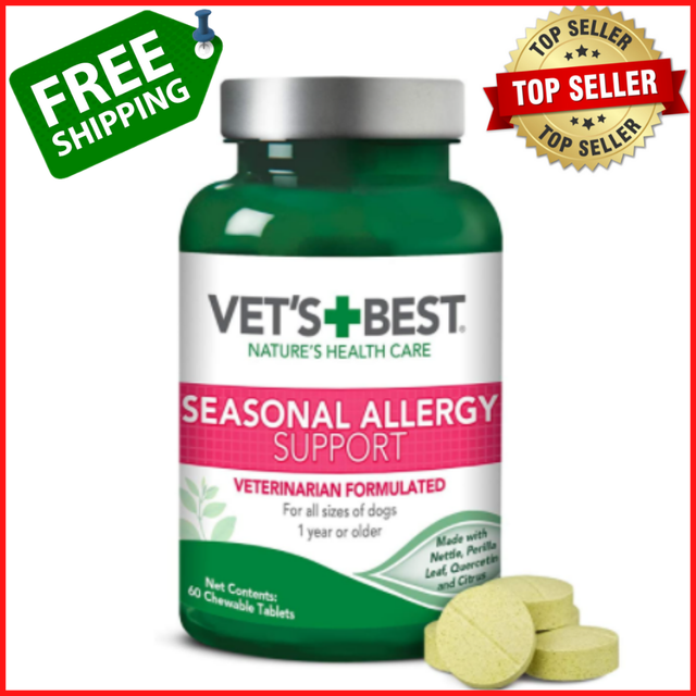 2 Vet's Best Seasonal Allergy Relief Dog Supplement 60 Tablets Each 120