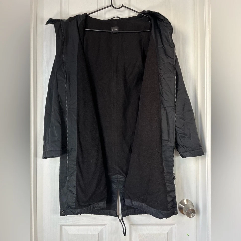 Eileen Fisher Negro Cortavientos Polar Sudadera con Capucha Chaqueta Ligera Nylon Talla M Foto 3 de 4