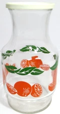 Vintage Anchor Hocking Glass Orange Juice Carafe Server Chiller w Lid 8 3/4" T