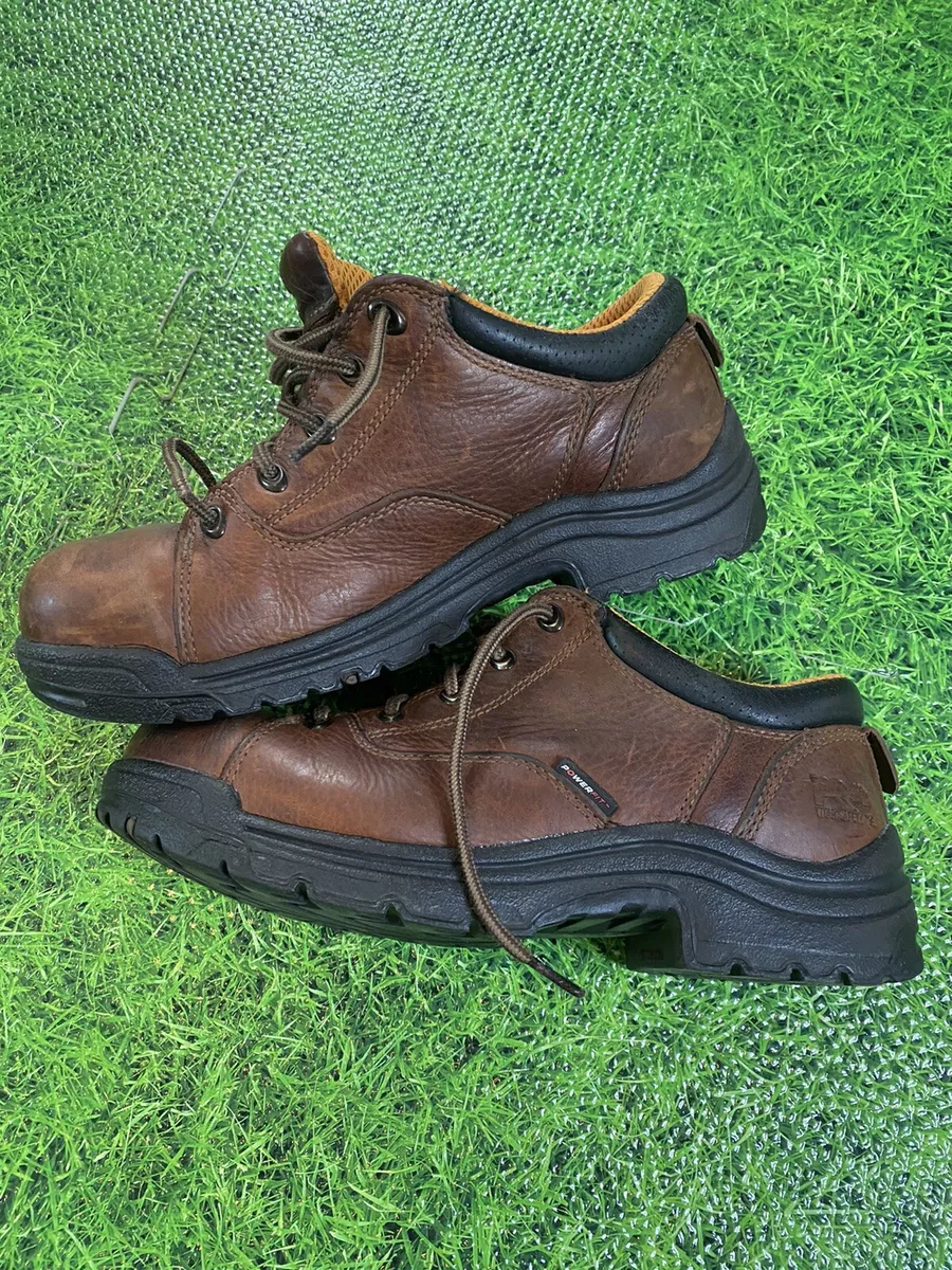 Timberland Pro Powerfit 63189 Women s Brown Leather Safety Toe Sz 9.5 No Insoles