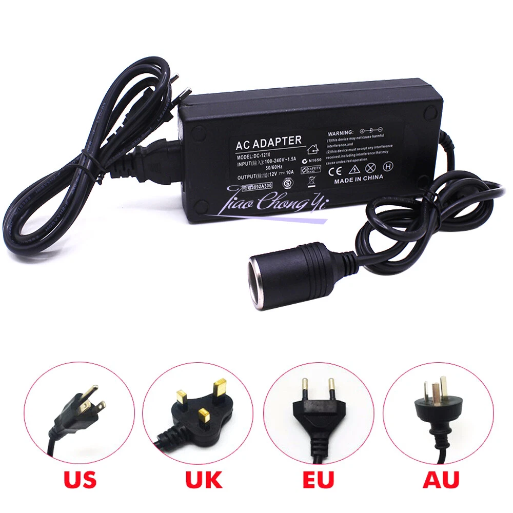 10A 120W Cigarette Lighter Socket 110-220V to DC 12V Car Charger Power  Adapter