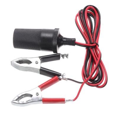 12V Battery Clip To Car Cigarette Lighter Female Socket Clamp Cable Adapter Q6X1