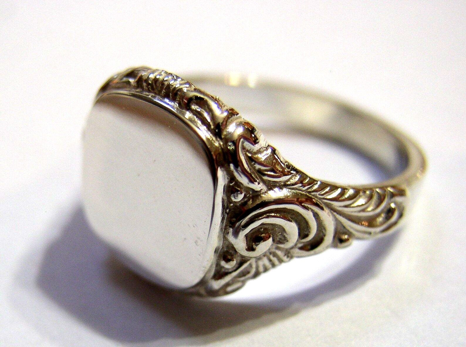 Genuine Size K 1/2 Solid Sterling Silver Square Engraved Signet Ring - Free Post