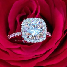 2.80 Carat Round Cut Diamond Halo Engagement Wedding Ring 14K White Gold Finish