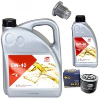 MotoröL Set 5W-40 6 Liter + ÖLfilter SM 118 + Schraube FüR Renault Megane I 1.9