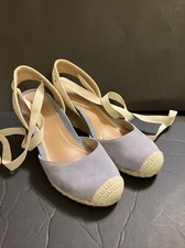 VIONIC SANDALS ANKLE STRAP CALF LACE-UP WEDGE SUEDE BLUE SHOES