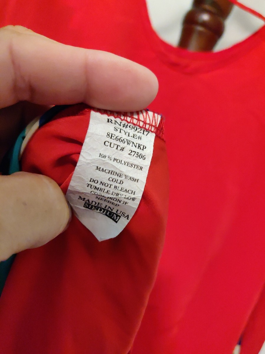 Moa Moa size M women top red multicolor aztec LS scoop neck criss