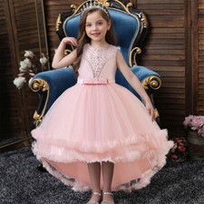 Flower Kids Tulle Girls Wedding Party Princess Pageant Long Dress Christmas Gown