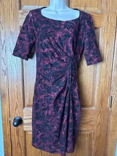 Maeve ANTHROPOLOGIE Elorn Burgundy Black Lace Ruched Dress Size 6 Whimsigoth