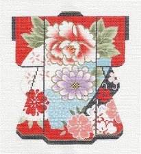 Peony Multi-Floral MED. Kimono handpainted Oriental Needlepoint Canvas by LEE
