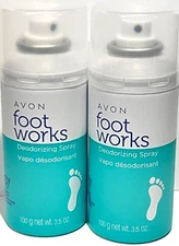 AVON FOOT WORKS DEODORIZING SPRAY BUNDLE F 2 FOOT ODOR PROTECTION / COOLS / DRY