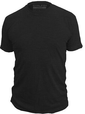 GYM LIFE  BLANK Tee Men's Athletic T-Shirt Work Out Exercise Fitness Shirt Black