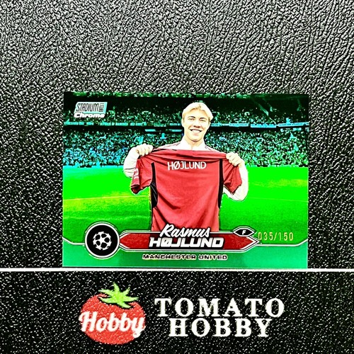 TOPPS STADIUM CHROME UEFA 2023-24 RASMUS HOJLUND /150 GREEN REFRACTOR ...
