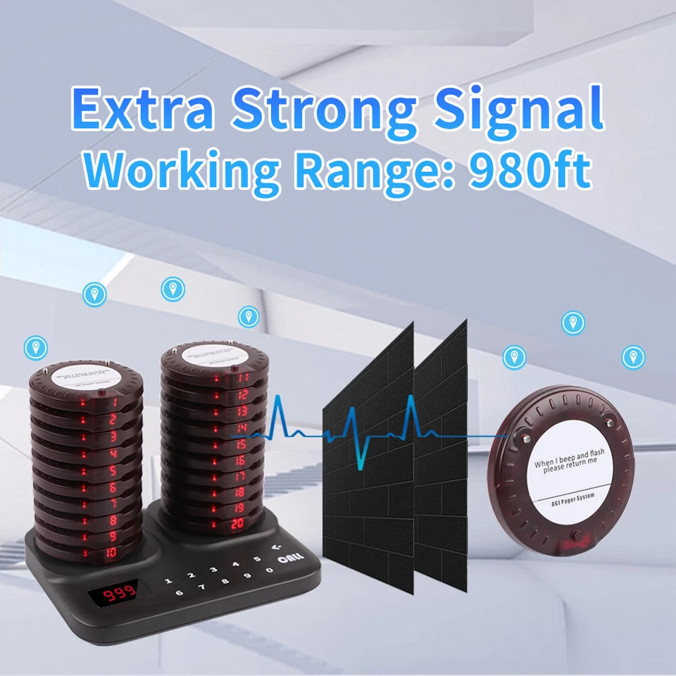 Drahtloses Restaurant Pager System Dual Ladestation Untersetzer Summer für Court Foo - Bild 4 von 4