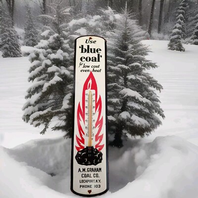 BLUE COAL Vintage Style Thermometer merchandise No Porcelain Souvenir Company