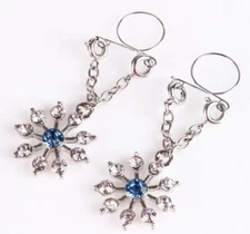 Fake Nipple Rings Non-Piercing Clip On Stainless Steel Chain Dangle Body Jewelry