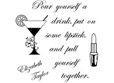 Pour Yourself a Drink 2 pcs 3.5 Inch Black Fused Glass Decals
